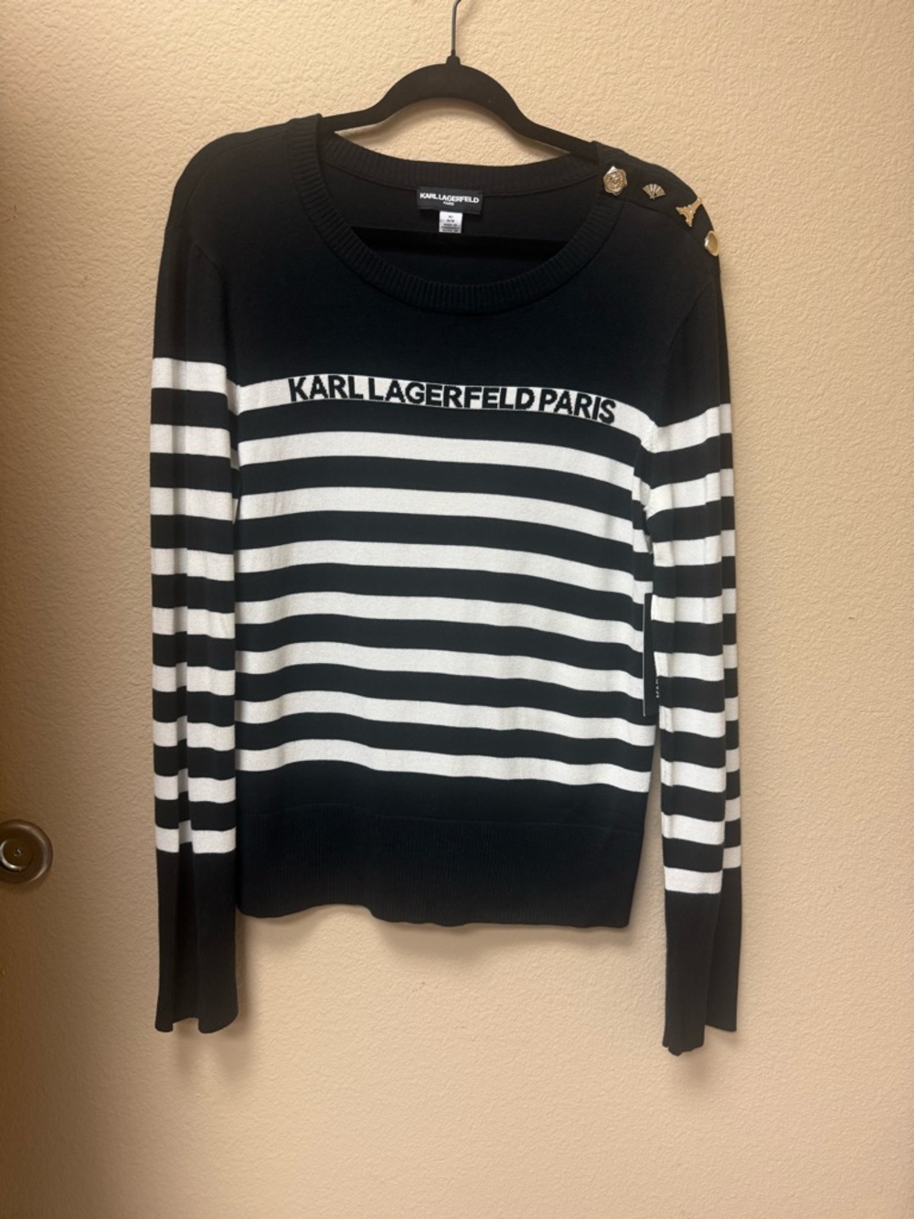 Karl Lagerfeld Black & White Striped Knit Tee 🖤🤍